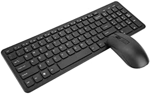 Wireless Keyboard and Mouse Set, 2.4G Ultra-Thin wireless Keyboard with Mouse, Ultra Thin Keyboard with 108 Keys Multi Function Layout, Suitable for PC/Laptop/Smart TV(Black)