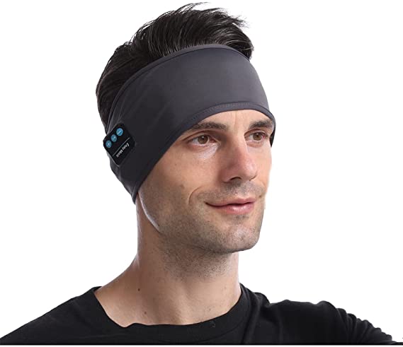 Sports Headbands Sleep Headphones Bluetooth Headband Wireless, Daifferchoi Soft Elastic Sleeping Headset Music Bluetooth Headbands Built-in Speakers for Running, Yoga, Workout Gift for Men Women-Grey