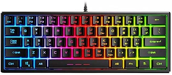 FOREV FV-61 RGB 60% Gaming Keyboard – Mechanical Feeling – 61 keys - For Gaming and Office | Black