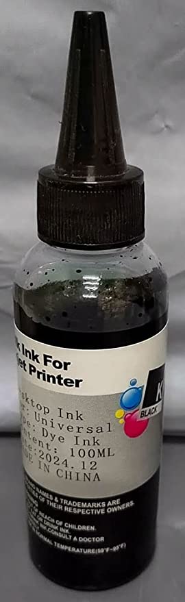 Premium Refill Ink one Color 100ml for Cartridge Printer Cyan, Magenta, Yellow or Black (Black)