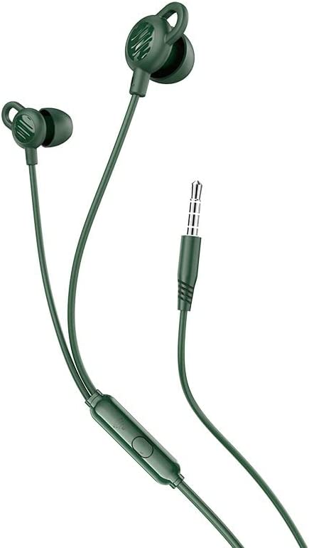 HOCO M89 - Comfortable Universal wired Earphone with Mic (Length: 1.2m, Plug: 3.5mm) single-button control Compabitle with iPhone Samsung Xiaomi Oppo - Dark Night Green