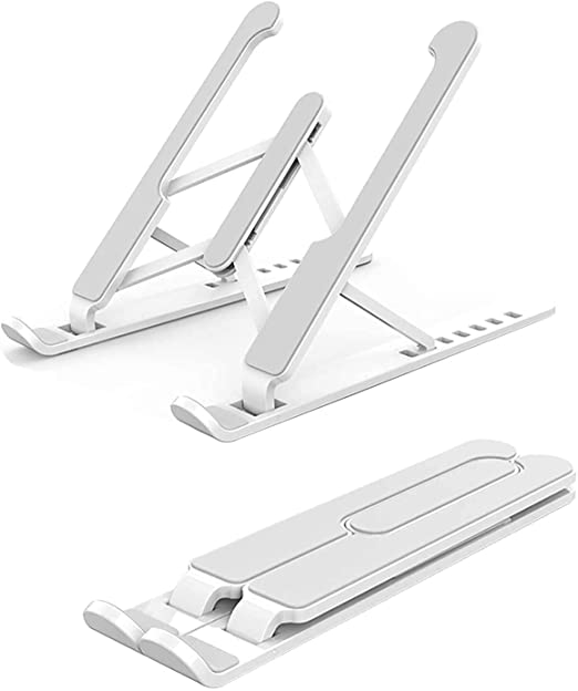 Laptop Stand, ELECDON 6 Angles Adjustable Aluminum Ergonomic Foldable Portable Desktop Holder, Compatible with Below 15.6 Inches and 15.6 Inches Laptops and Tablet (White)