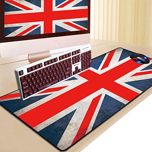 31.5 x 11.8 Inch British Flag Union Jack Large Mouse Pad Stitched Edges Mousepad Non-slip Rubber Mouse Mat Gaming Keyboard Mat