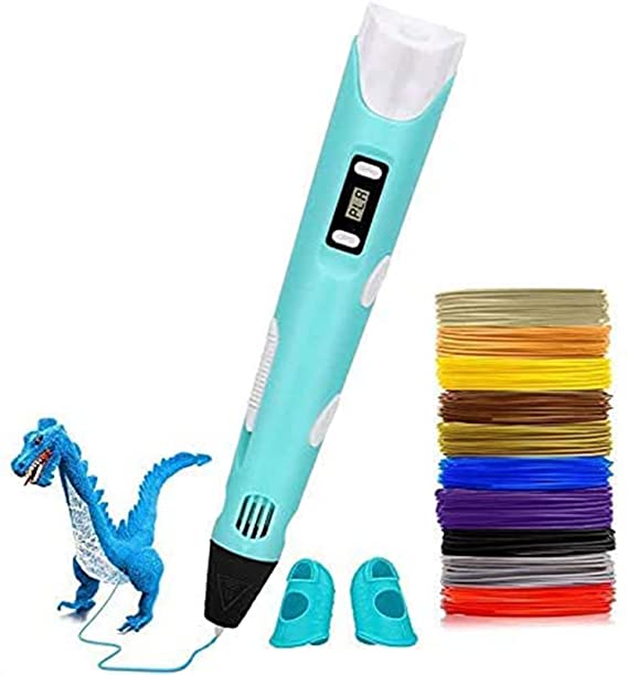 VICINTRUTH 3D Pen, 3D Printing Doodler Pen with LCD Screen and 150 Feet 15 Color 1.75mm PLA Filament Refill, Christmas Gift 3D Drawing Printer Pen for Kids Adult Artist, Stepless Speed, Blue