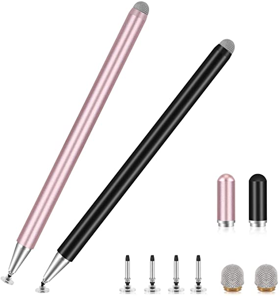 Stylus Pen for iPad (2 Pcs), Universal Capacitive 2 in 1 iPad Stylus Pen for Touch Screens Compatible with iPhone iPad Tablets All Touch Devices