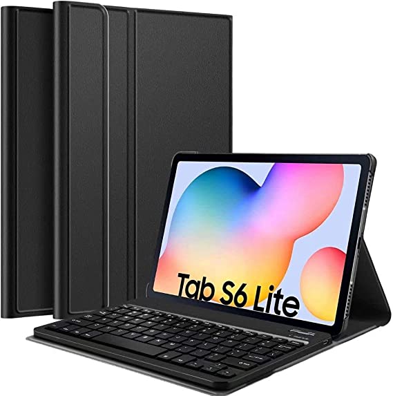 BIGFOX Galaxy Tab S6 Lite 10.4'' 2020 Backlight Keyboard Case (-P610, -P615) Wireless Detachable Keyboard with Magnetical Premium PU Leather Cover, Backlight Black