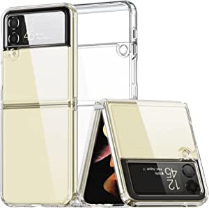 Restone Case for Samsung Galaxy Z flip 4 5G 2022, Clear Slim Phone Case with Transparent Hard PC Back, Soft TPU Edges, Hinge, Non-Yellowing Shockproof Thin Protective Cover for Z flip 4 - Crystal