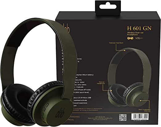 dob H601 B.T/Headphone/MIC/Volume control/Micro SD/AUX/11 Hours/GRN/1Y