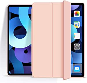 Aoub Case for iPad Pro 12.9 2020 & 2018, Ultra Slim Lightweight Trifold Stand Smart Auto Sleep/Wake Cover, Soft TPU Silicone Back Case for iPad Pro 12.9 inch, Light Pink