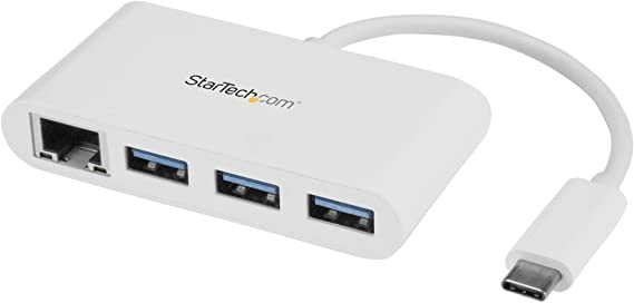 StarTech.com 3 Port USB C Hub w/Gigabit Ethernet USB Type C to 3 x USB-A Multi Port USB 3.0 Hub for MacBook Pro (HB30C3A1GEA)