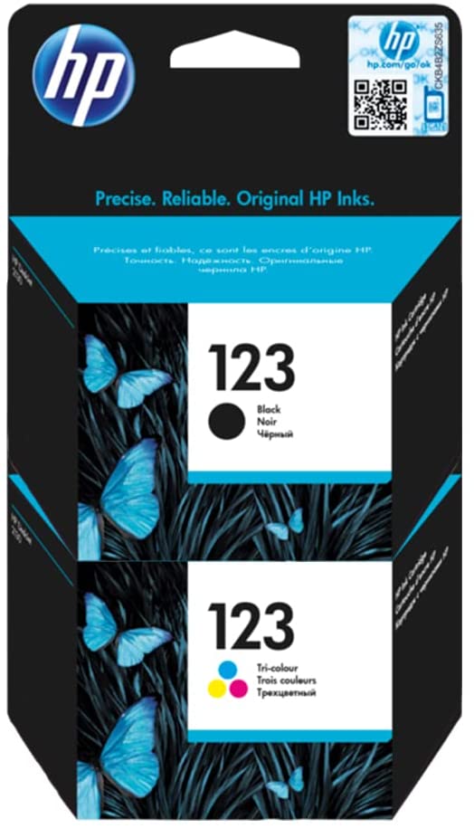 HP 123 Ink Cartridge Set, Black - F6V17AE & Tri-color - F6V16AE