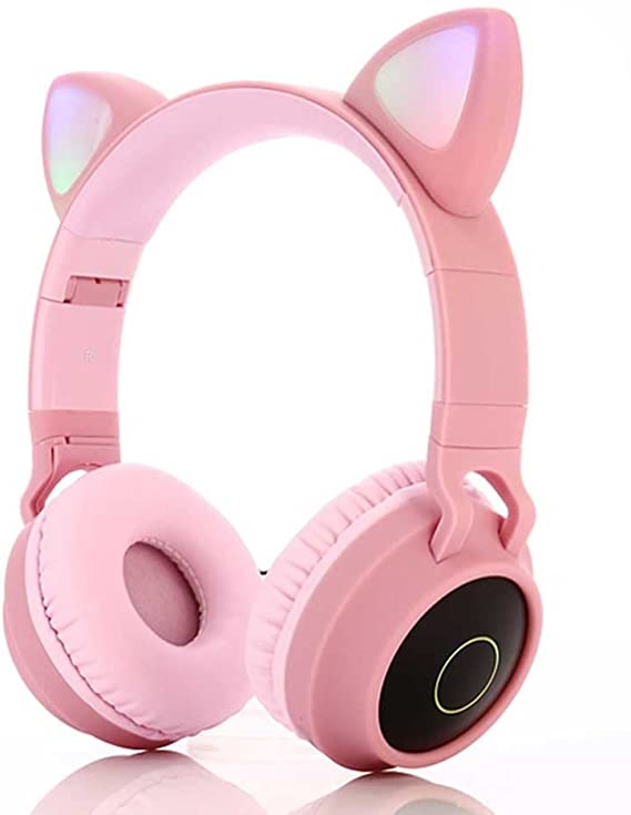 XIAOSHIDAI Wireless Earphones,Hi-Fi Stereo Subwoofer Earmuffs,Earmuffs with Soft Memory Protein,Cat Ears,Foldable Earphones,Luminous Earphones (Color : D)